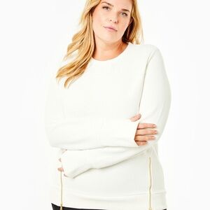 Addison Bay Cream Crewneck Sweater with Side Zips